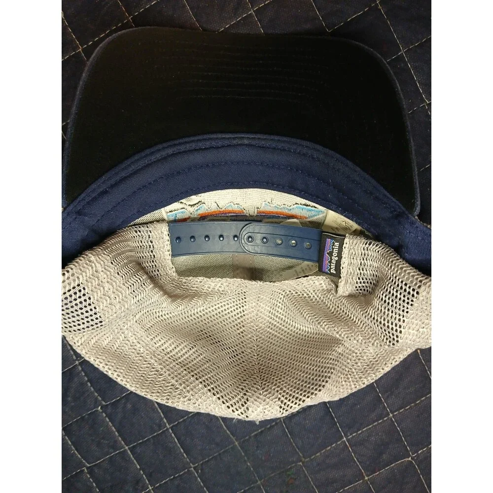 Patagonia Hat Cap Snapback Fitz Roy Fish Trout Logo Blue One Size Trucker
